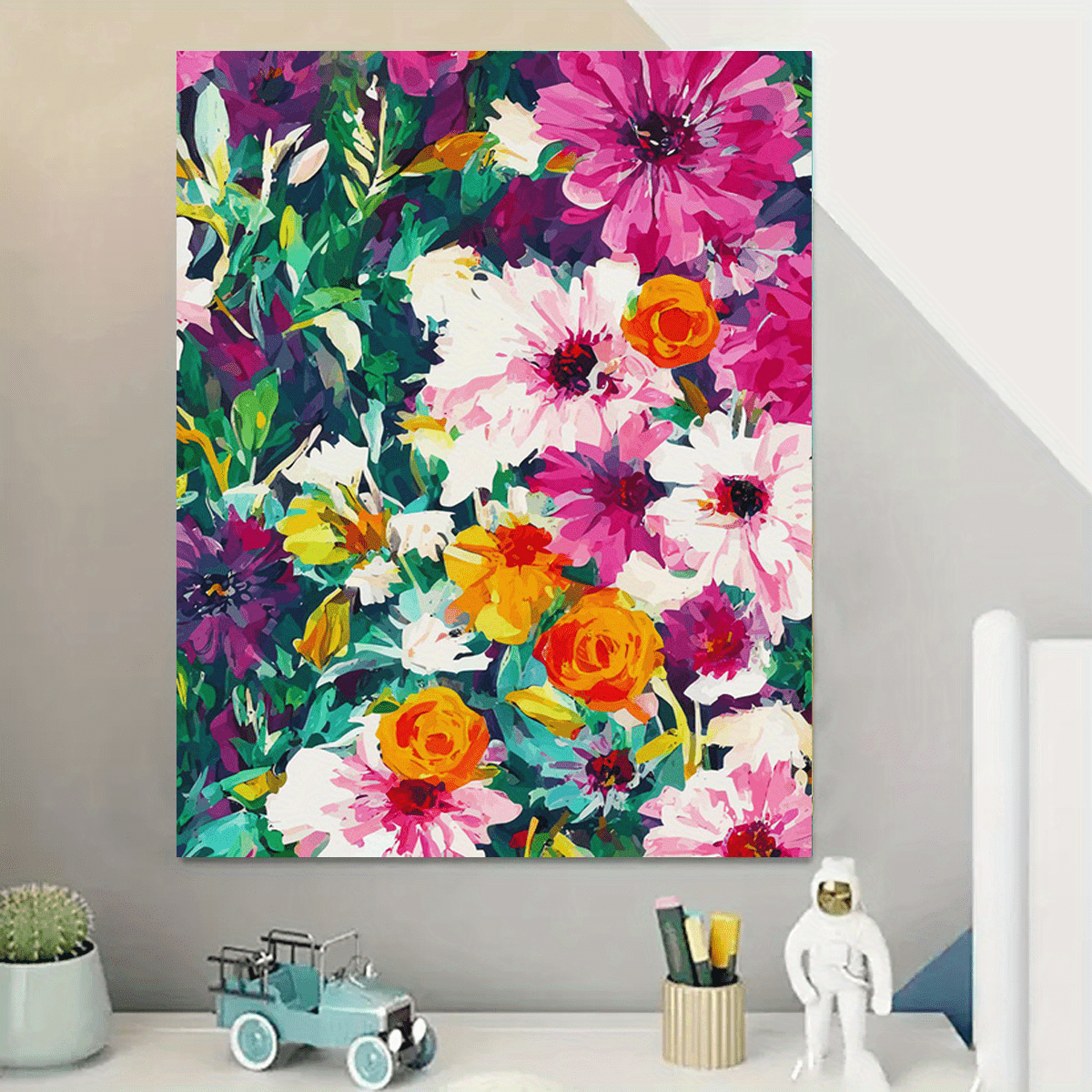 1pc Kits Pintura Números Adultos Flores Imagen Moderna - Temu