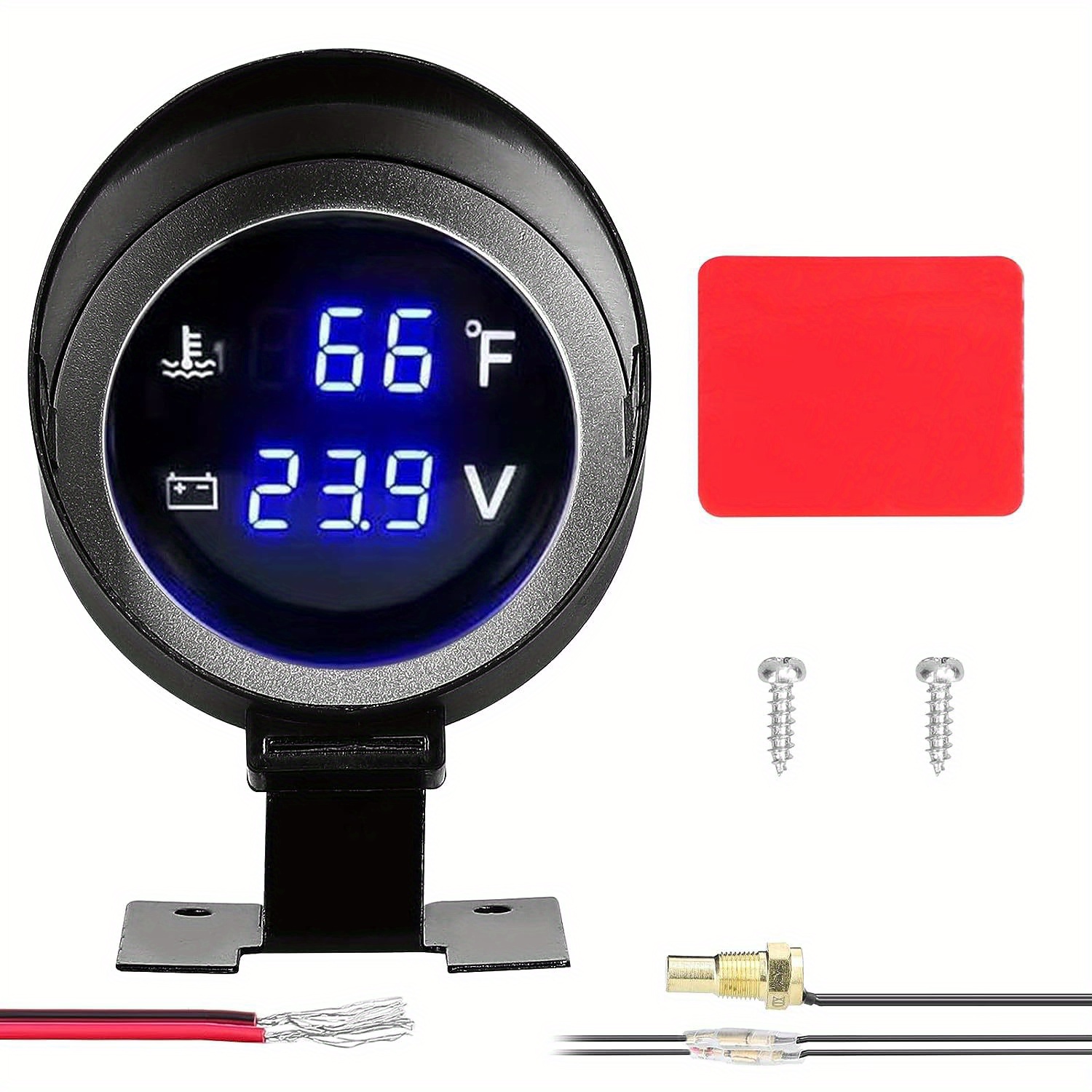 Jauge de température de l'eau - 6,3 cm - Affichage numérique LED rouge avec  capteur universel pour voiture et camion - 6,3 cm