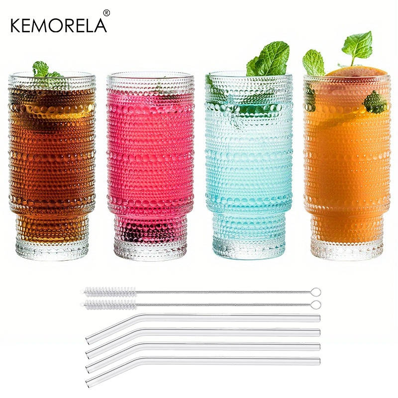 POLIDREAM Drinking Glasses with Origami Style Set of 4 Glass Cups, 12 oz  Ribbed Glassware, Highball …See more POLIDREAM Drinking Glasses with  Origami