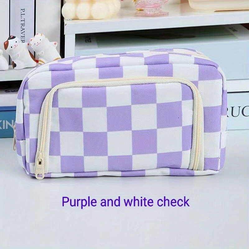 SUNEE Cute Pencil Case, Aesthetic Pen Pouch with 3 Compartments, Kawaii  Colored Large Pencil Bag with Zipper, Stationery Storage and Organizer,  Purple