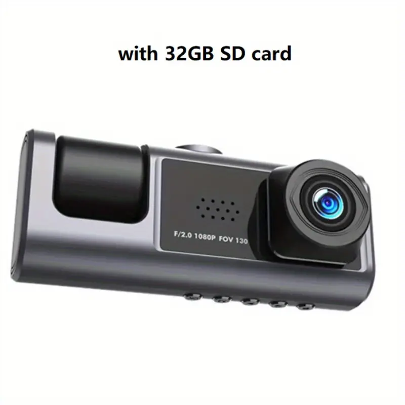 1set Black 1080p Dual Camera Dash Cam With Infrared Night Vision, 32gb Sd  Card, Loop Recording And 2-inch Ips Screen