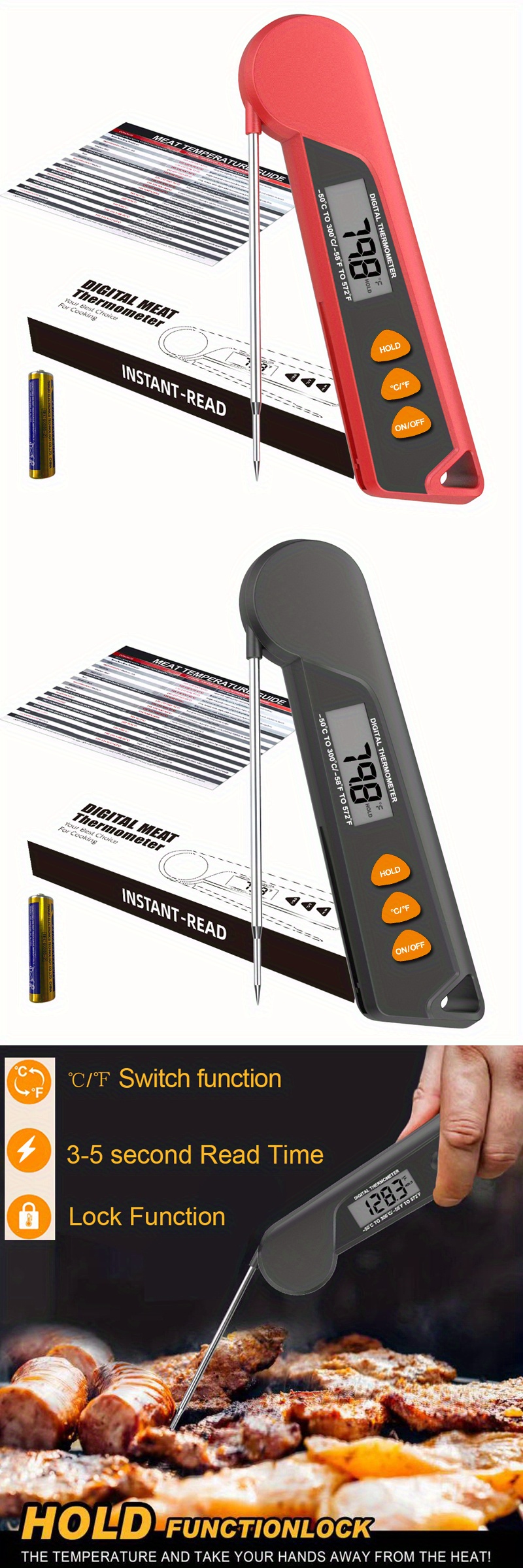 Meat Thermometers Grilling Meat Thermometer Digital Meat Temu United