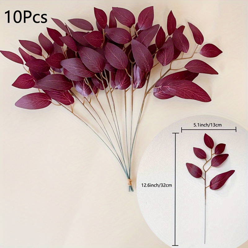5/10pcs Simulated Branches /leaves (5.1 "x12.6"), Autumn Home Decorations, Artificial Plants/flowers, Halloween/thanksgiving/christmas Party Simulated Flower Decorations, Artificial Leaves