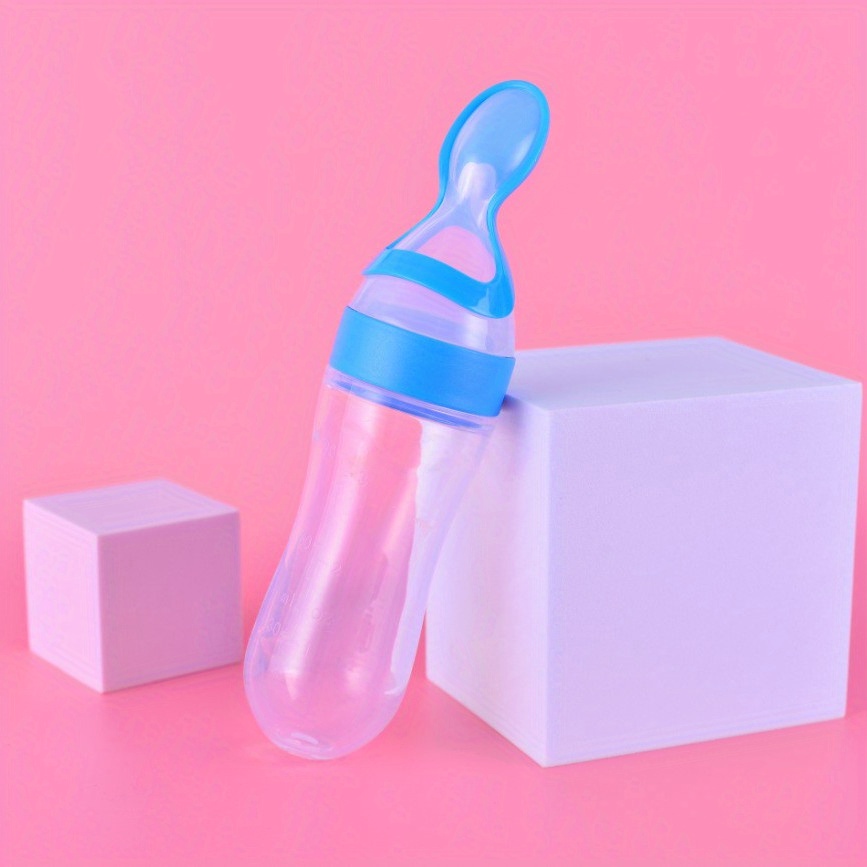 Teether Baby Feeding Set Silicone Feeding Bottle With Spoon - Temu