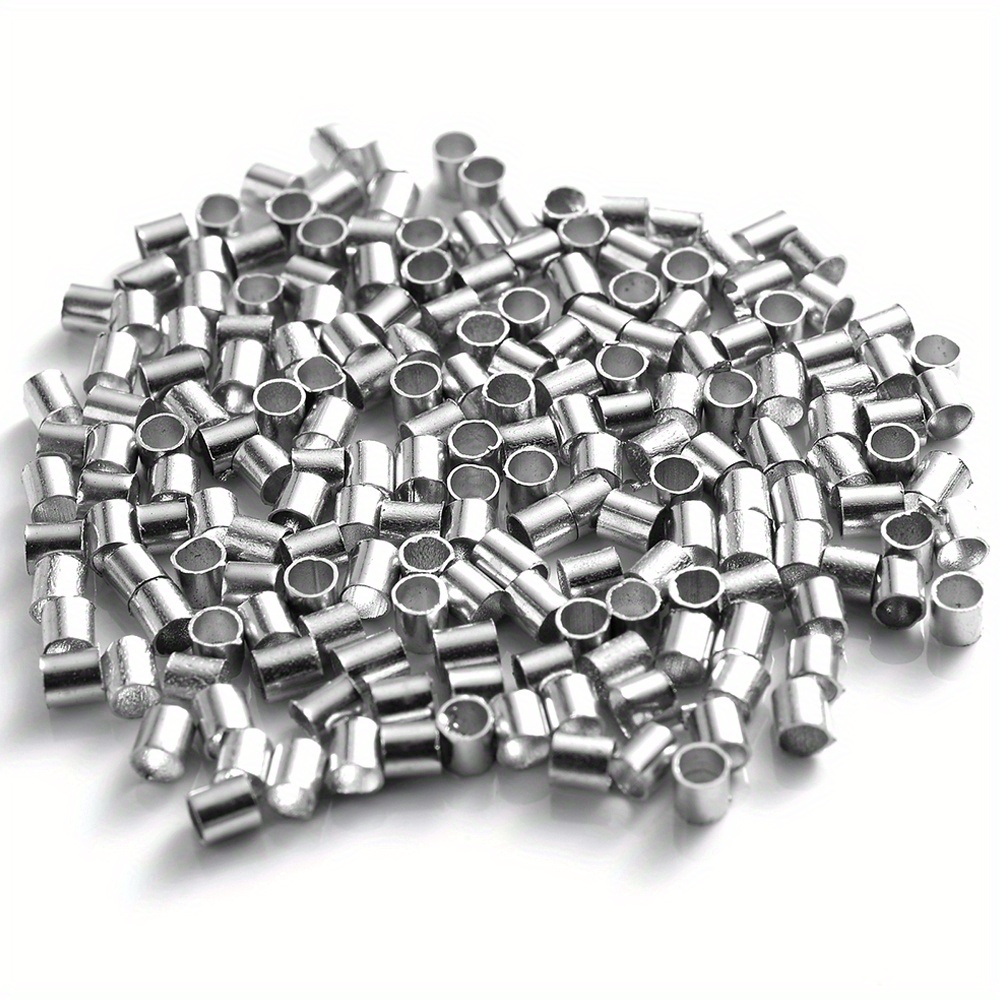 500Pcs 1.5/2mm Precision Copper Positioning Crimp End Spacer Beads DIY  Silver Components For Jewelry Bracelet Necklace Materials