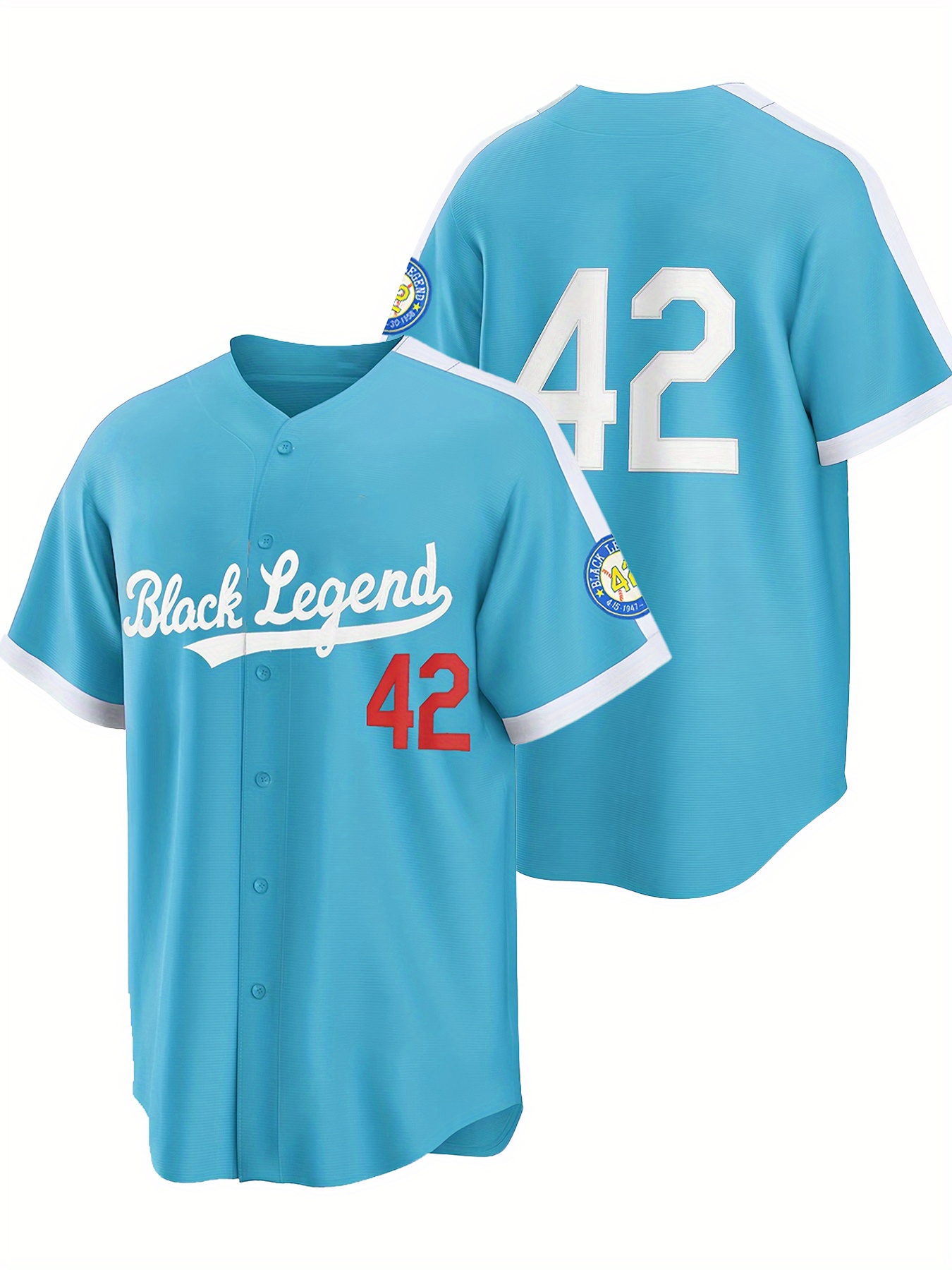 Men's Black Legend # 42 Classic Design Baseball Jersey, Retro Baseball Shirt,  Slightly Stretch Breathable Embroidery Button Sports Uniform For Training  Competition Party - Temu