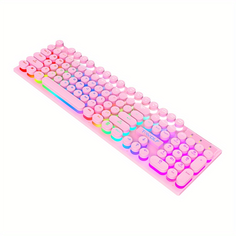 Teclado silencioso Ajazz DKS100, teclado de jogos DOUYU branco  retroiluminado com membrana de sensação mecânica, 104 teclas com fio para  escritório de jogos e digitação, Preto