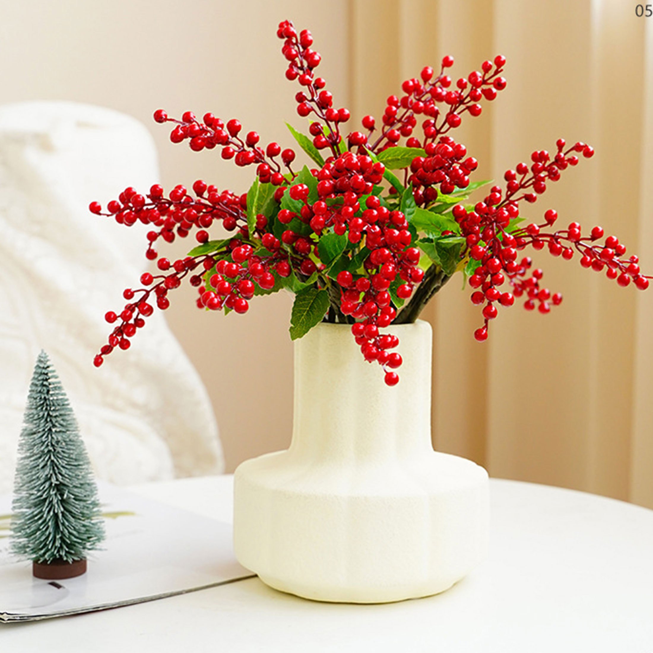 10/1PCS Christmas Red Berries Xmas Simulation Berry Branch Decor