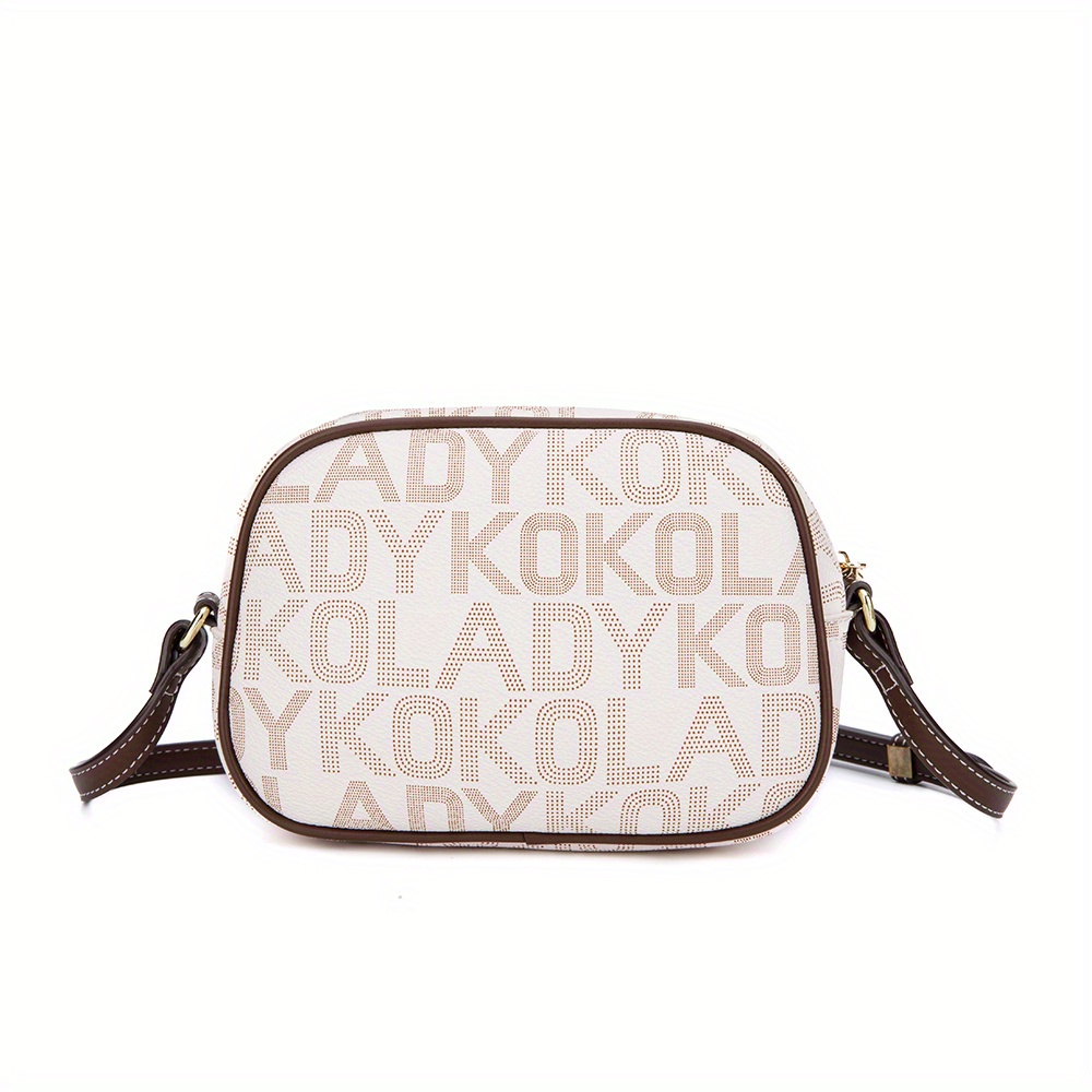 Small Letter Print Crossbody Bag, Color Contrast Shoulder Bag, Women Faux  Leather Every Day Purse - Temu