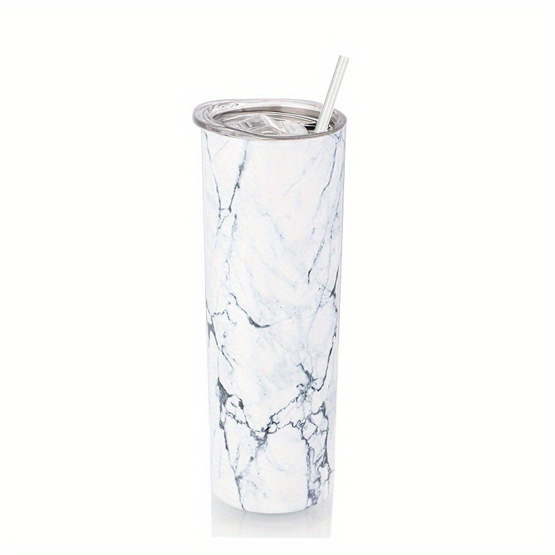 Double Layer Tumbler With Straw And Lid, Stainless Steel Travel