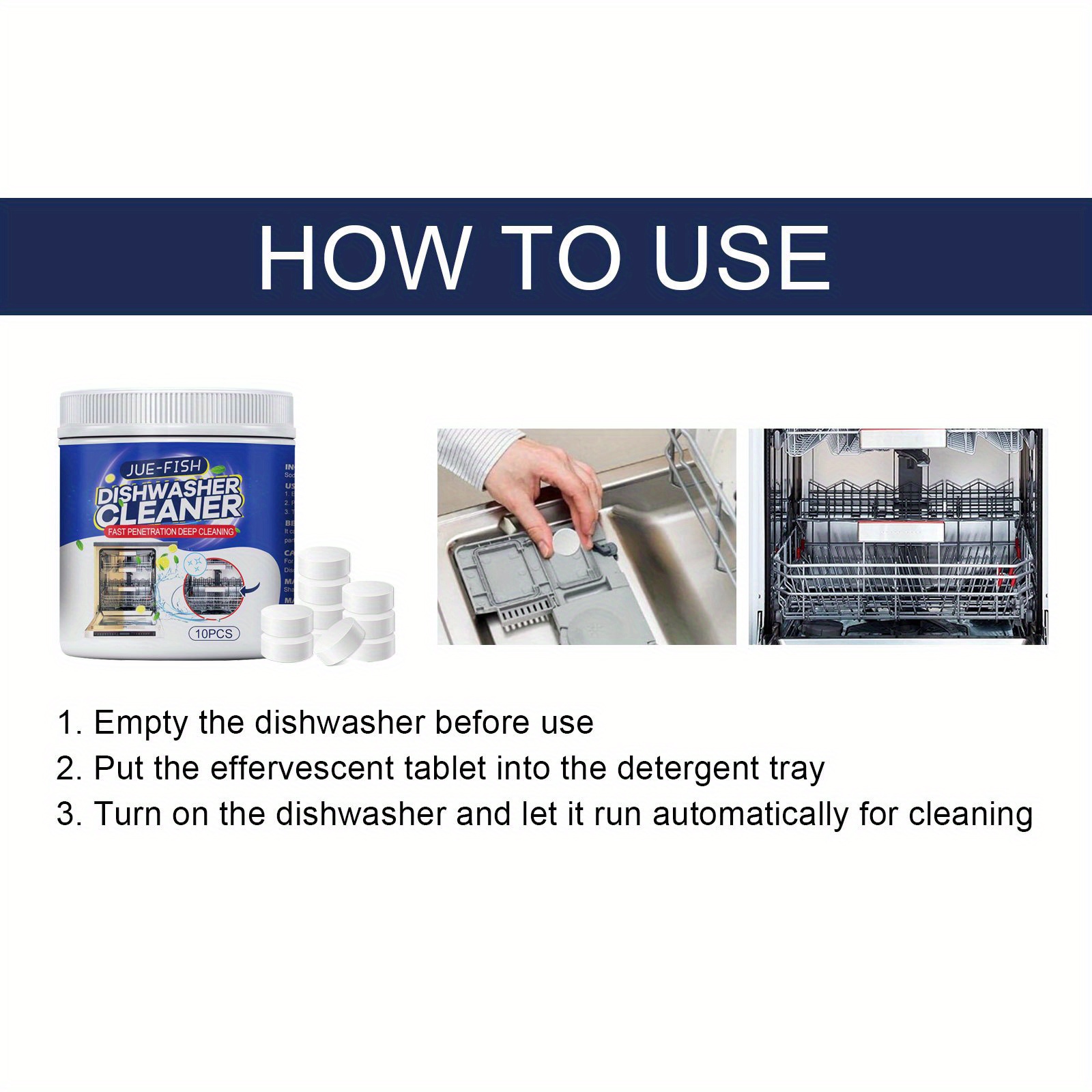 Juefish Rv Dishwasher Effervescent Tablets Cleaning Remove Water