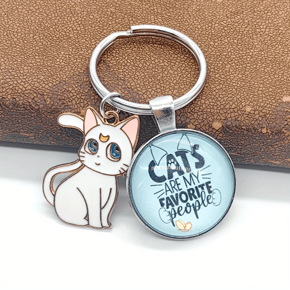 Cute Cat Keychain Acrylic Fun Animal Key Chain Ring - Temu