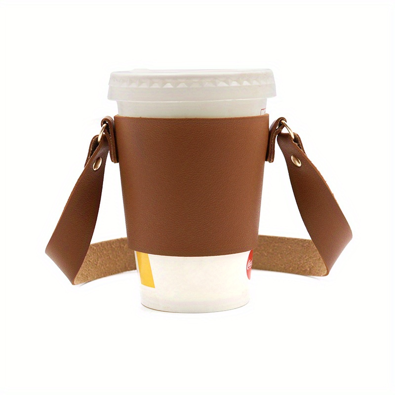 Coffee Sleeves Reusable Leather Coffee Cup Holder With Handle