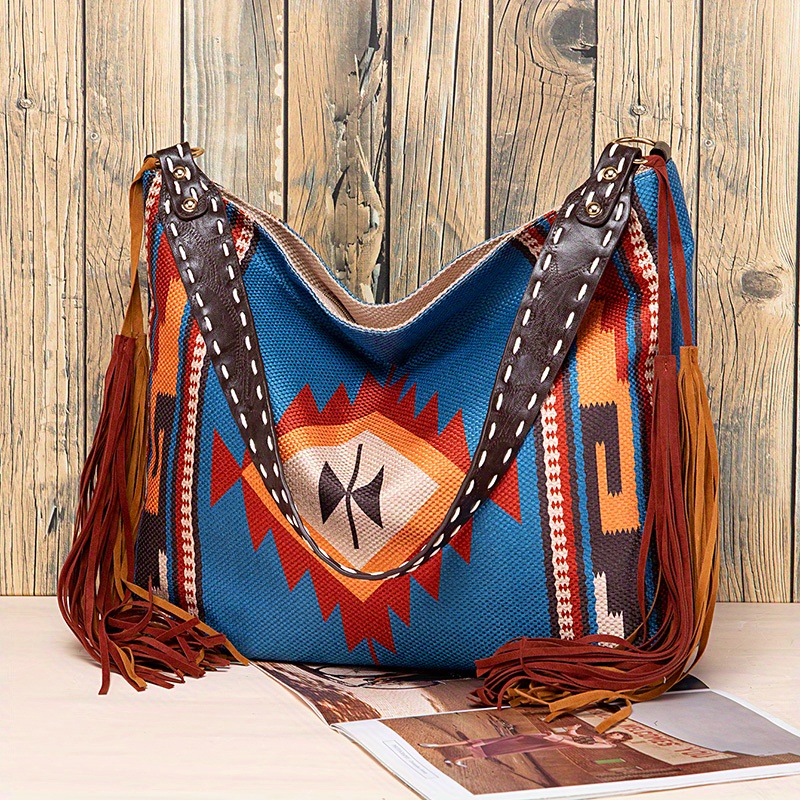 ETHNIC TASSEL PURSE Native American Fringe Leather Bag -  Finland