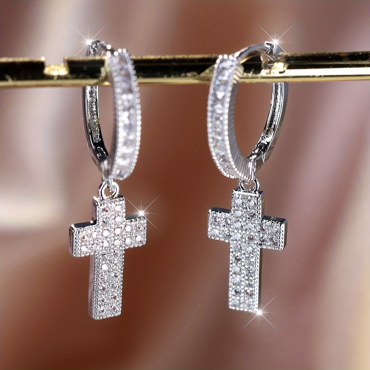 Image of Simple And Fashionable Silvery Zirconia Pendant Earrings For Women, Party Birthday Gift, Engagement And Wedding Earrings