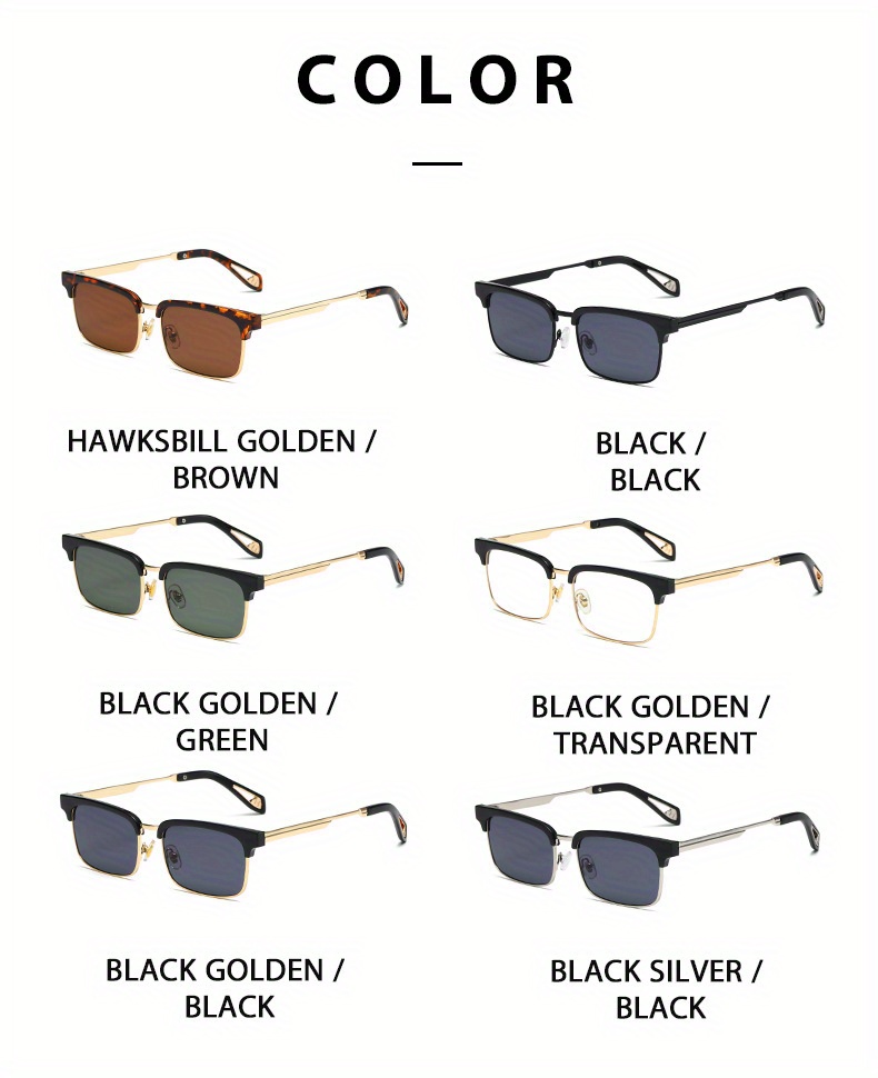 Fashion Gold Transparent Square Sunglasses for Women Half Frame