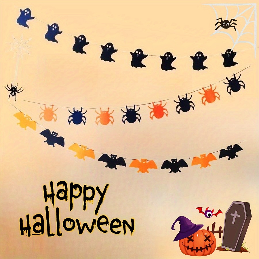 halloween felt pull flag bat pull flag pumpkin skull spider pull flag set evening party decoration supplies diy banner   decoration details 7