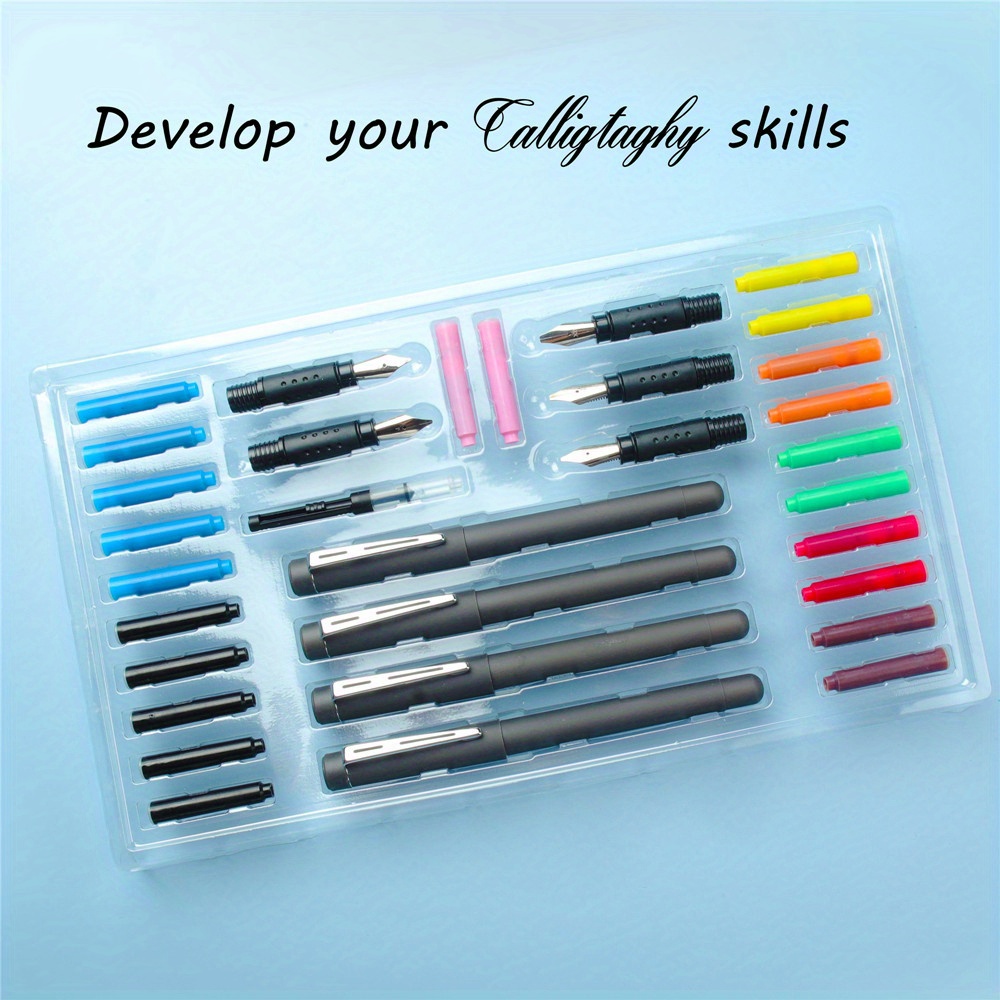 Calligraphy Pen Set With Pen Holder Pen Nibs Colorfull Ink - Temu