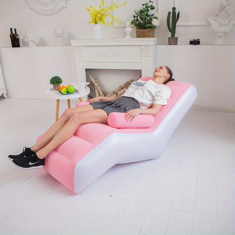 1pc outdoor inflatable flocking sofa   sofa portable lunch   shaped thickened sofa lounge chair balcony bedroom living room comfortable single chair details 7