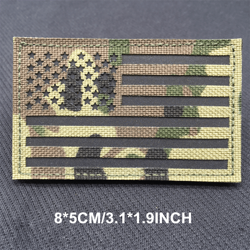 IR Reflective White on Black - Matte plastic US Flag patch (forward or  Reversed) with VELCRO® Brand fasteners — Empire Tactical USA
