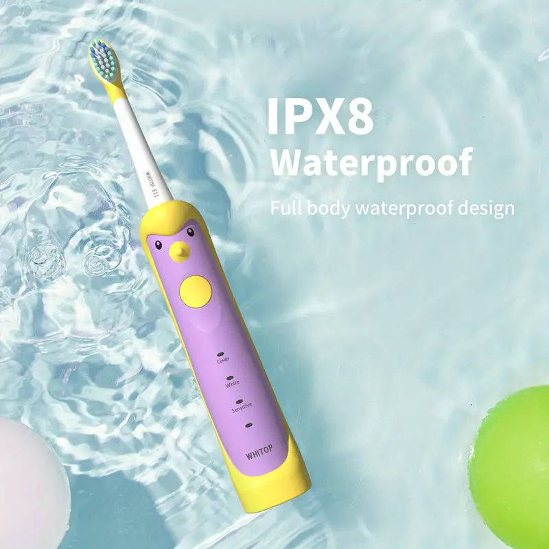 whitop ed01 avocado electric toothbrush for kids rechargeable sonic electronic power toothbrushes ipx8 waterproof 3 modes wireless charging automatic toothbrush for children boys and girls details 2