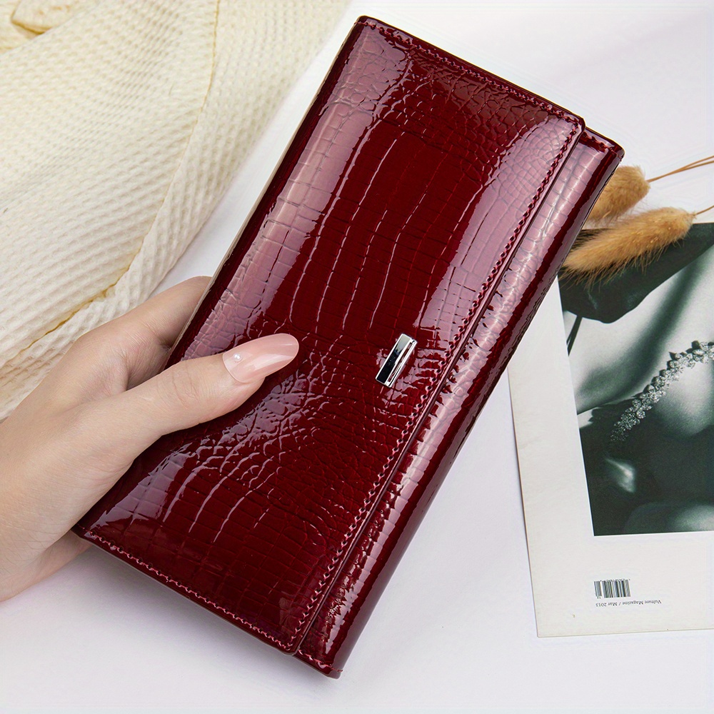 Luxury Wallet in Genuine Crocodile, Red