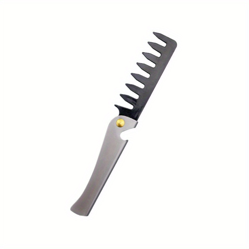 TEMU Mythus Folding Oil Head Small Comb Travel Portable Men's Styling Special Stainless Steel Fine-tooth Styling Comb