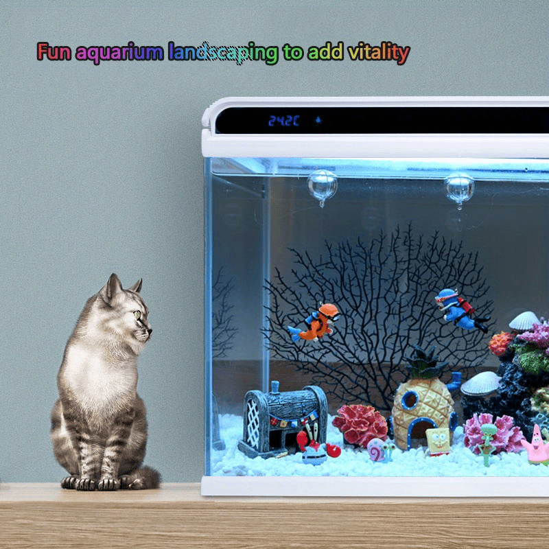Fish Tank Landscaping Ornament Cute Diver Aquarium Temu