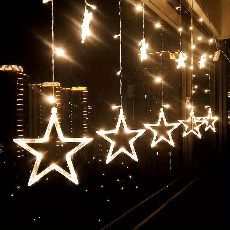 1 pack star led curtain light for indoor and outdoor christmas decoration romantic sun star curtain light for wedding and christmas decoration details 10