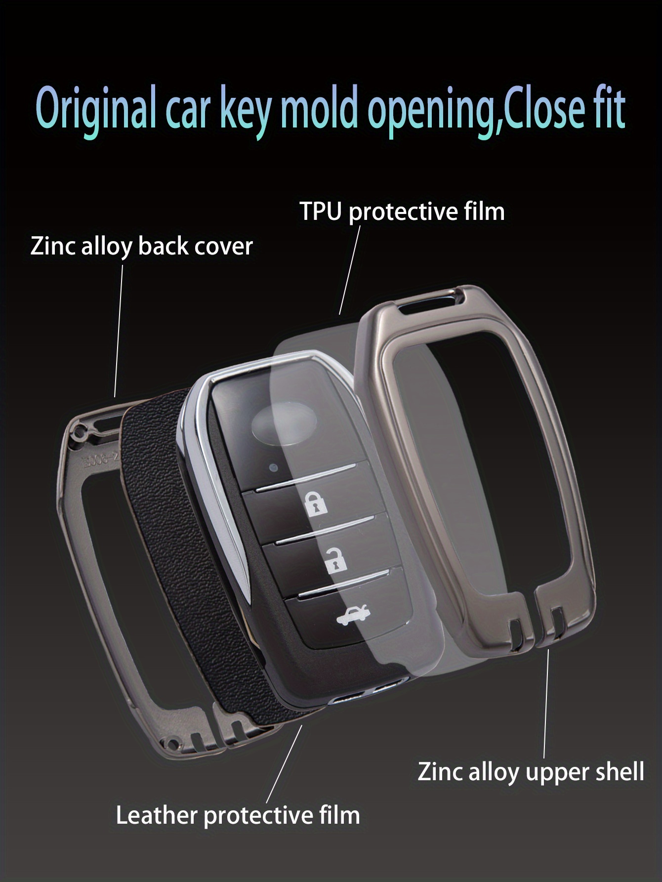 For Toyota Alloy Key Shell + Leather Rope Keychain 4pcs/set For Toyota 86,  Highlander Corolla, Tijuana Prado, Camry /RAV4 / Reiz 2/3/4 Keys Car Keys
