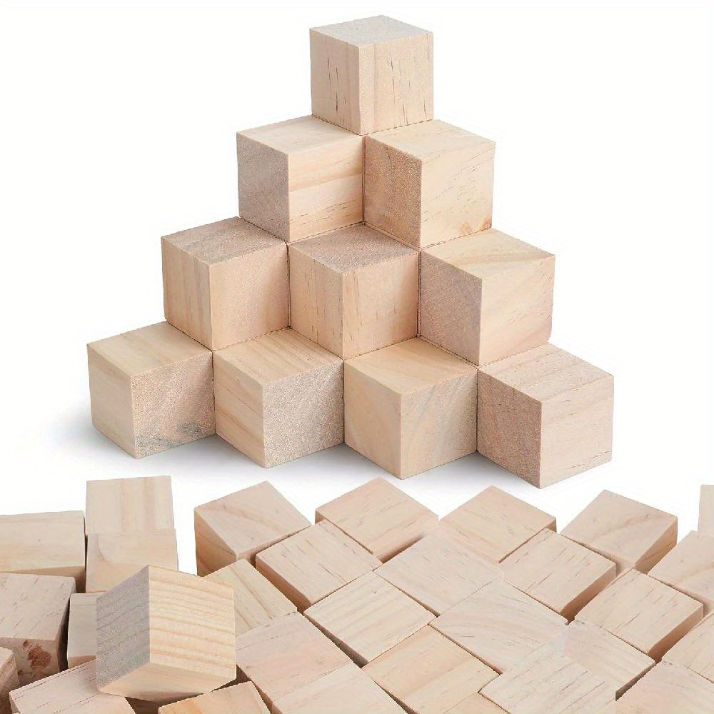 Blank Cube Craft Wooden Squares Craft Wood Blocks Natural - Temu