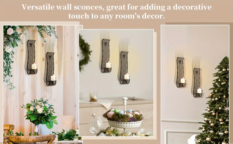 2pcs Wall Candle Holder Decorative Candle Sconces Wall Mount Pillar Candles  Holders For Living Room Bathroom Farmhouse Halloween Chiristmas Decor Room  Decor Home Decor - Home & Kitchen - Temu