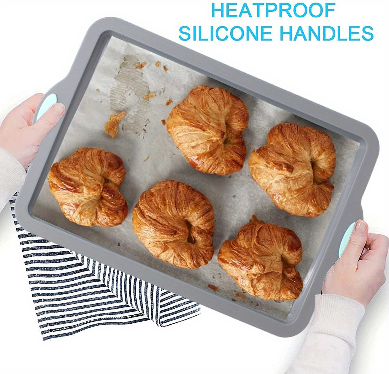 1pc/2pcs, Baking Sheet, Silicone Baking Pan, 16.8''x10.8'', Cookie Sheet,  Grilling Trays, With Metal Reinforced Frame More Strength, Oven Accessories