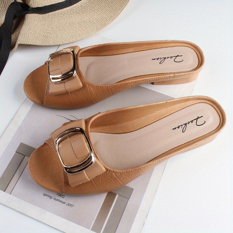 Women's pvc flat heel online slippers with buckle shoes