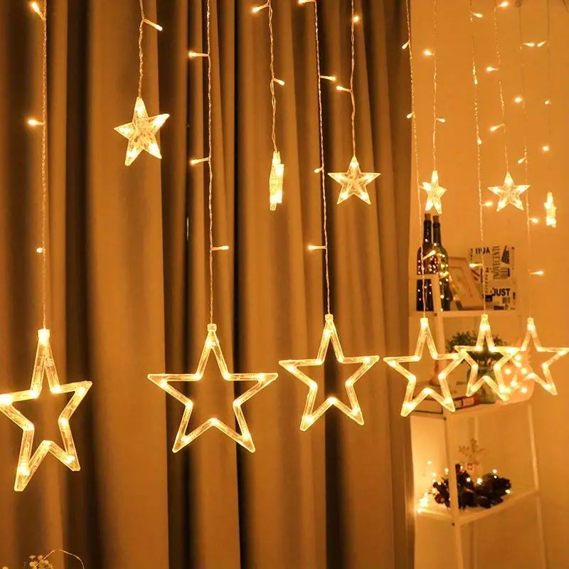 1 pack star led curtain light for indoor and outdoor christmas decoration romantic sun star curtain light for wedding and christmas decoration details 6