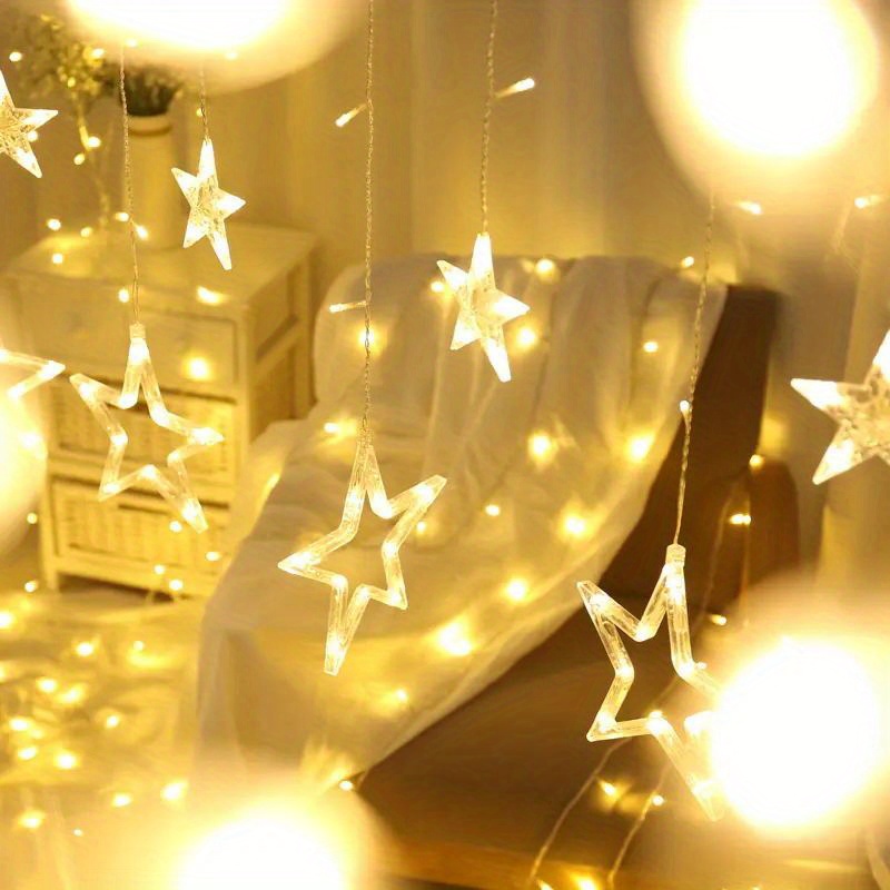 1 pack star led curtain light for indoor and outdoor christmas decoration romantic sun star curtain light for wedding and christmas decoration details 3