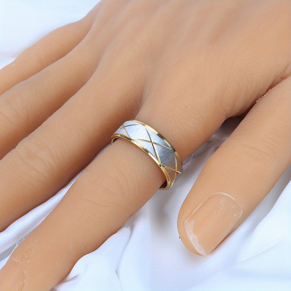 new waterproof and sweat proof high quality two color stainless steel ring details 3