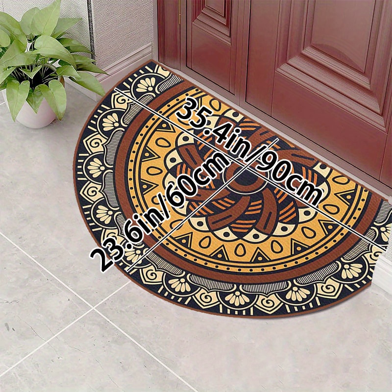 Ethnic Style Round Carpet Bedroom Door Anti-Slip Rug Small