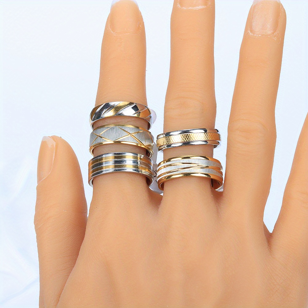 new waterproof and sweat proof high quality two color stainless steel ring details 7