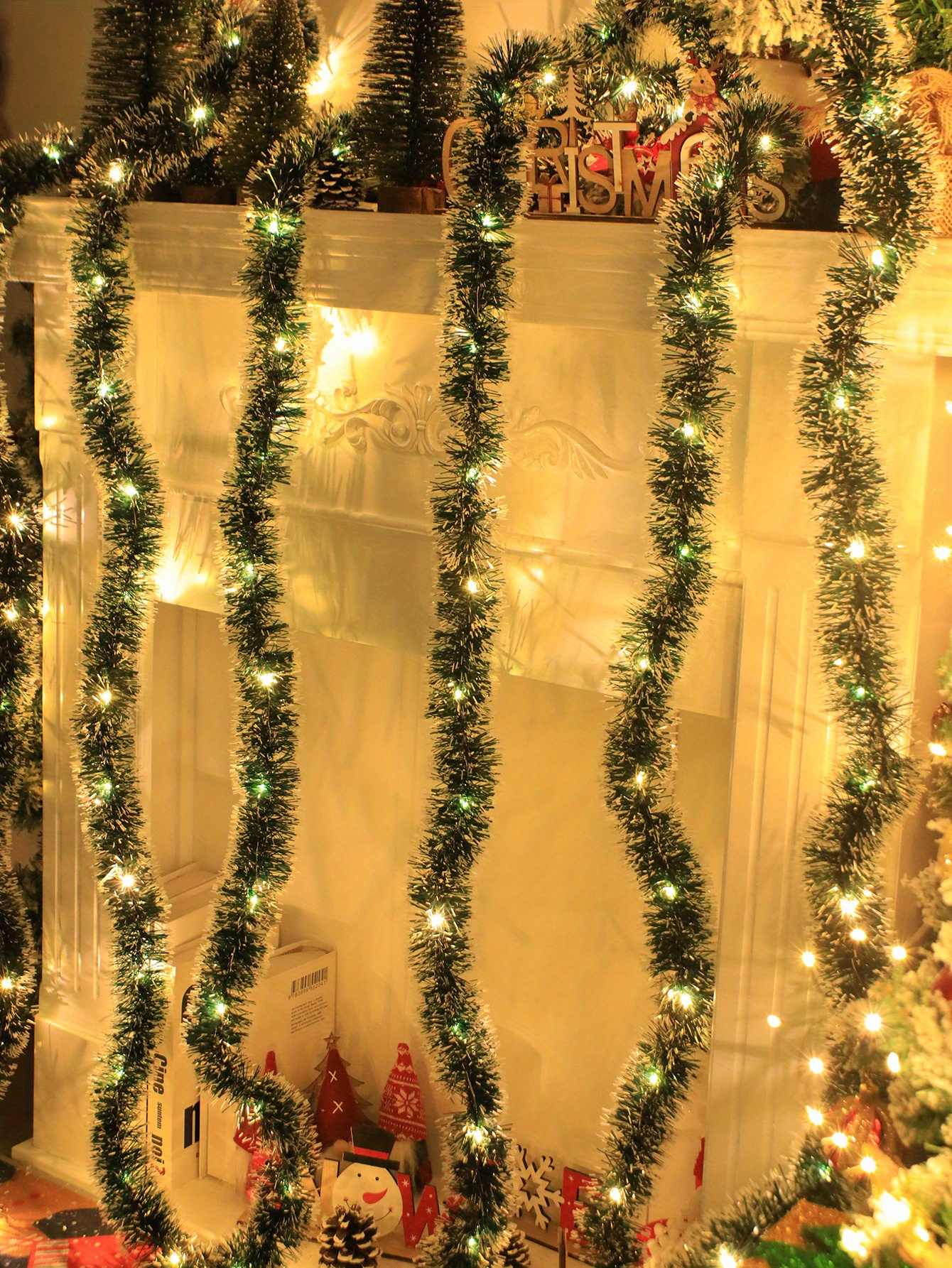 1pc christmas green metallic twist tinsel garland led lights - Temu, image size:800x1066