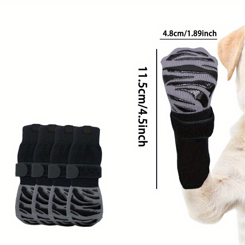 4pcs Anti Slip Dog Socks Dog Grip Socks Straps Traction Control
