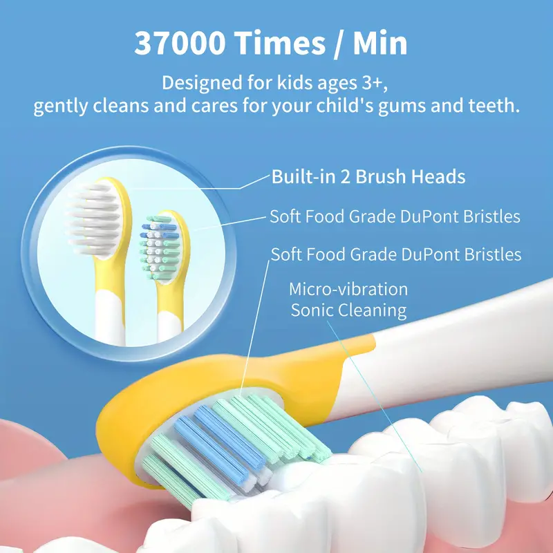 whitop ed01 avocado electric toothbrush for kids rechargeable sonic electronic power toothbrushes ipx8 waterproof 3 modes wireless charging automatic toothbrush for children boys and girls details 3