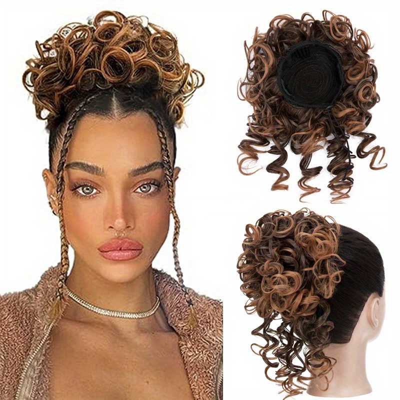 Messy Bun Hair Pieces Women Curly Bun Hairpieces Wavy Curly Temu