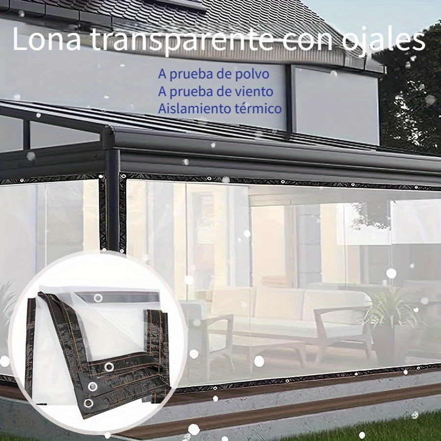 Lona Impermeable Transparente, Cubierta De Pvc A Prueba De Viento