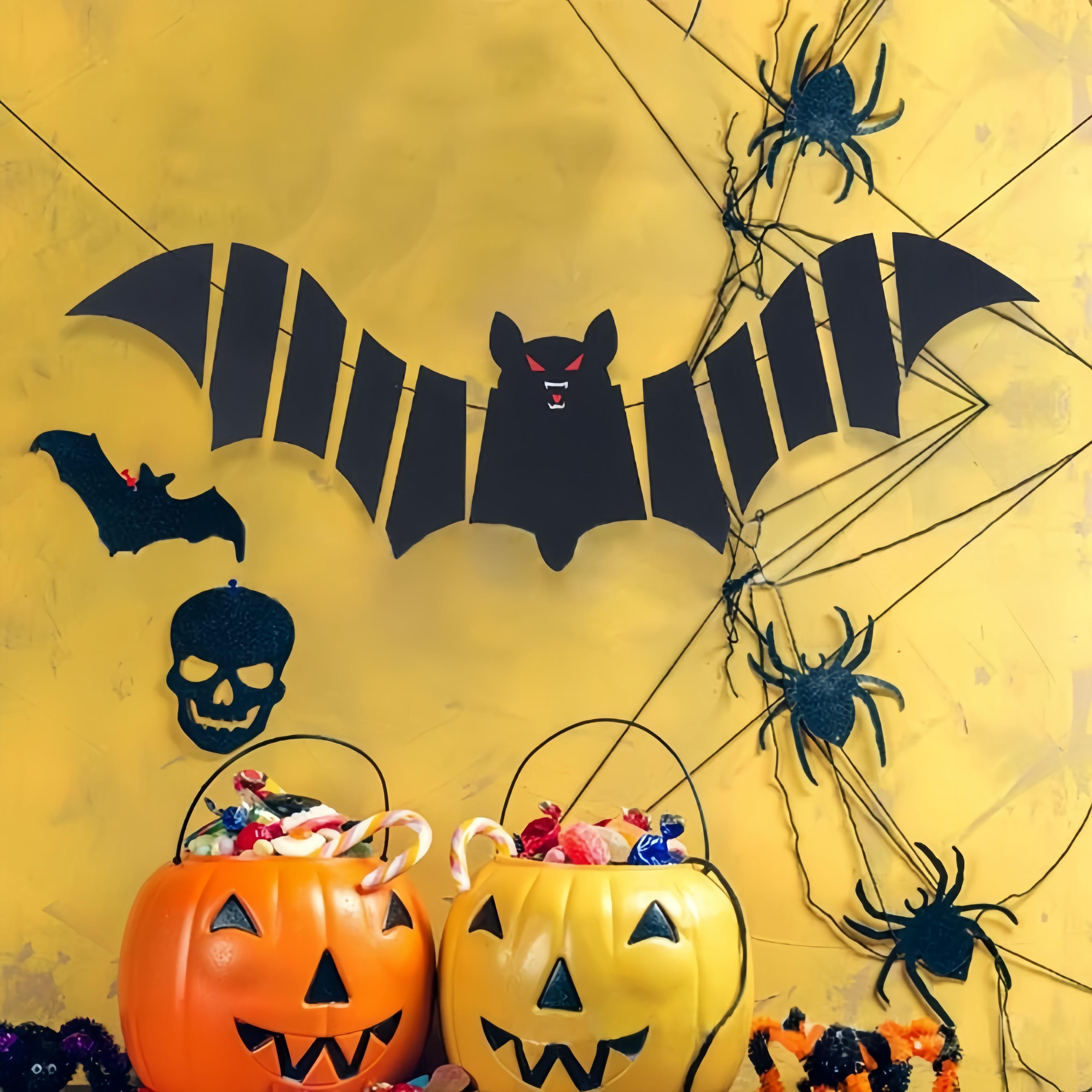 halloween felt pull flag bat pull flag pumpkin skull spider pull flag set evening party decoration supplies diy banner   decoration details 1