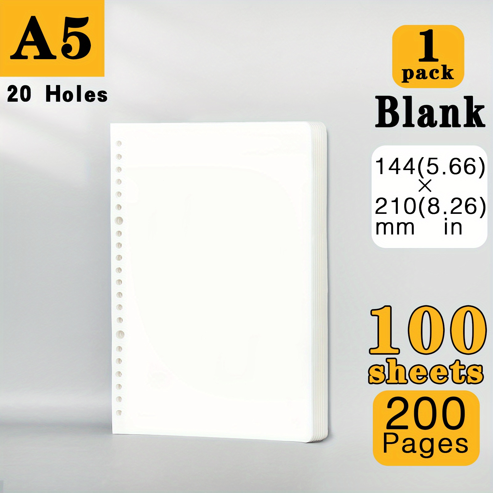 Unpunched 120gsm A5 Plain White Loose Leaf Paper Blank 120gsm A5