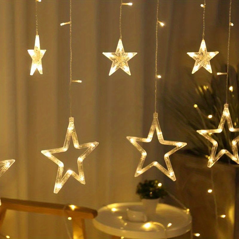 1 pack star led curtain light for indoor and outdoor christmas decoration romantic sun star curtain light for wedding and christmas decoration details 5