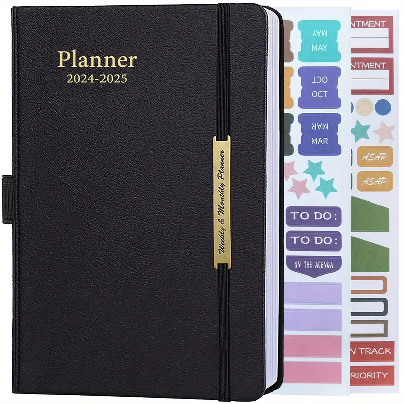 2024-2025 Planner 18 Months Daily Weekly And Monthly Planners,A5 Hardcover  Agenda Journal Notebook Planner With Stickers For Students,Teachers,Men And