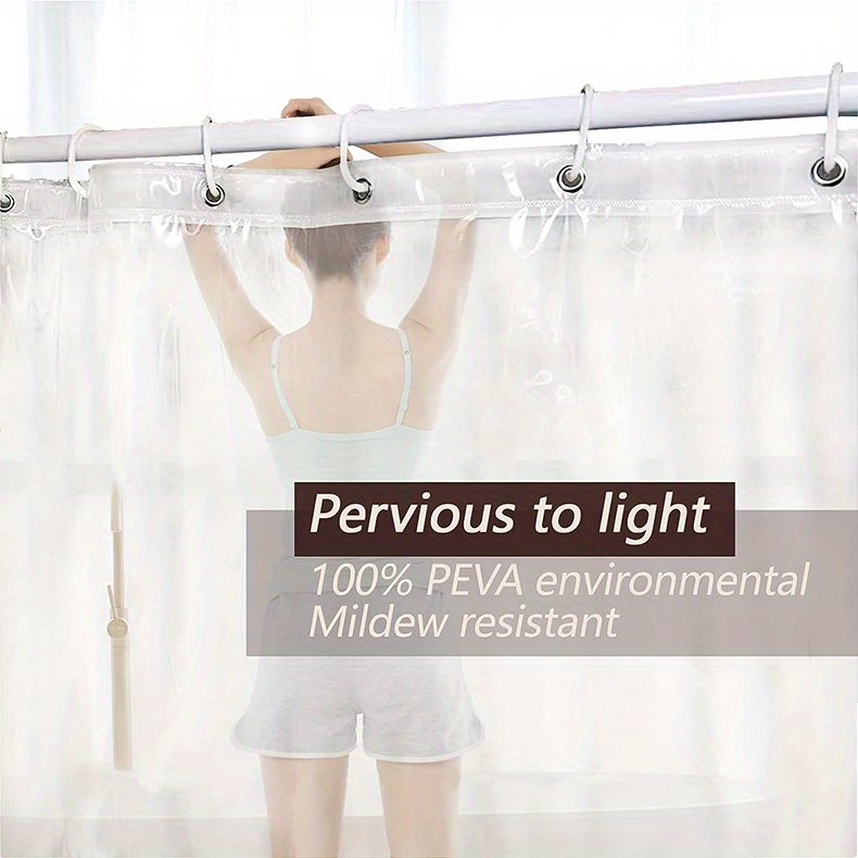 Shower Curtain Liner Plastic Lightweight Hooks Waterproof - Temu Canada