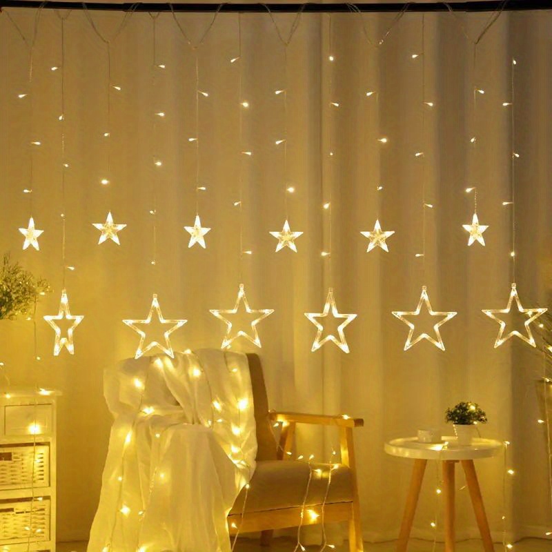 1 pack star led curtain light for indoor and outdoor christmas decoration romantic sun star curtain light for wedding and christmas decoration details 2